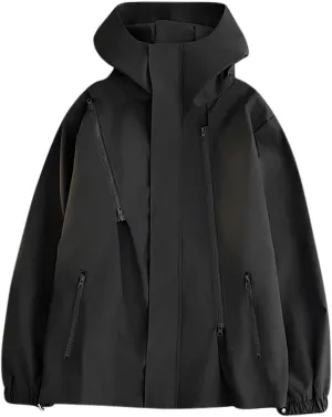 Mens Oversized Rain Jacket Lightweight Waterproof Hooded Windbreaker With Pockets Raincoat For Outdoor Hiking Running
