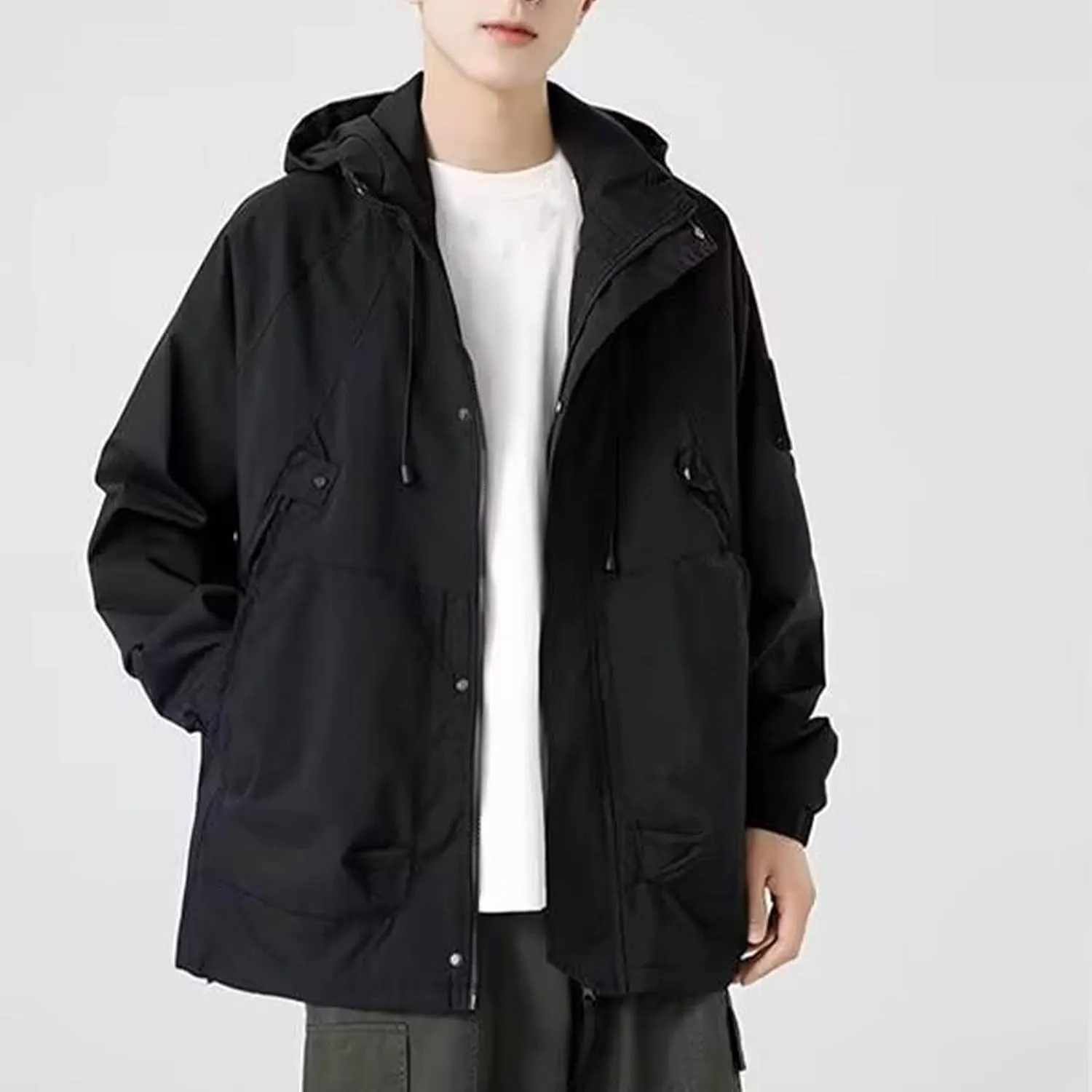 Mens Packable Rain Jackets Lightweight Waterproof Windbreaker with Hood Outdoor Raincoat Jacket for Hiking Travel