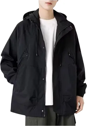 Mens Packable Rain Jackets Lightweight Waterproof Windbreaker with Hood Outdoor Raincoat Jacket for Hiking Travel