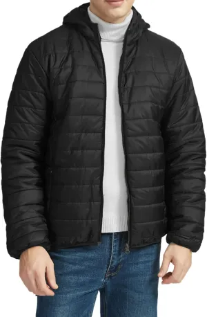Mens Puffer Jacket with Hood Zip Up Quilted Down Jacket Lightweight Padded Insulated Puffer Coats Winter Jackets Outerwear