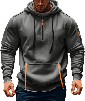Men's Quarter Zip Pullover Men Long Sleeve Workout Hoodie Vintage Tactical Jacket Winter Camo Sweater Coats
