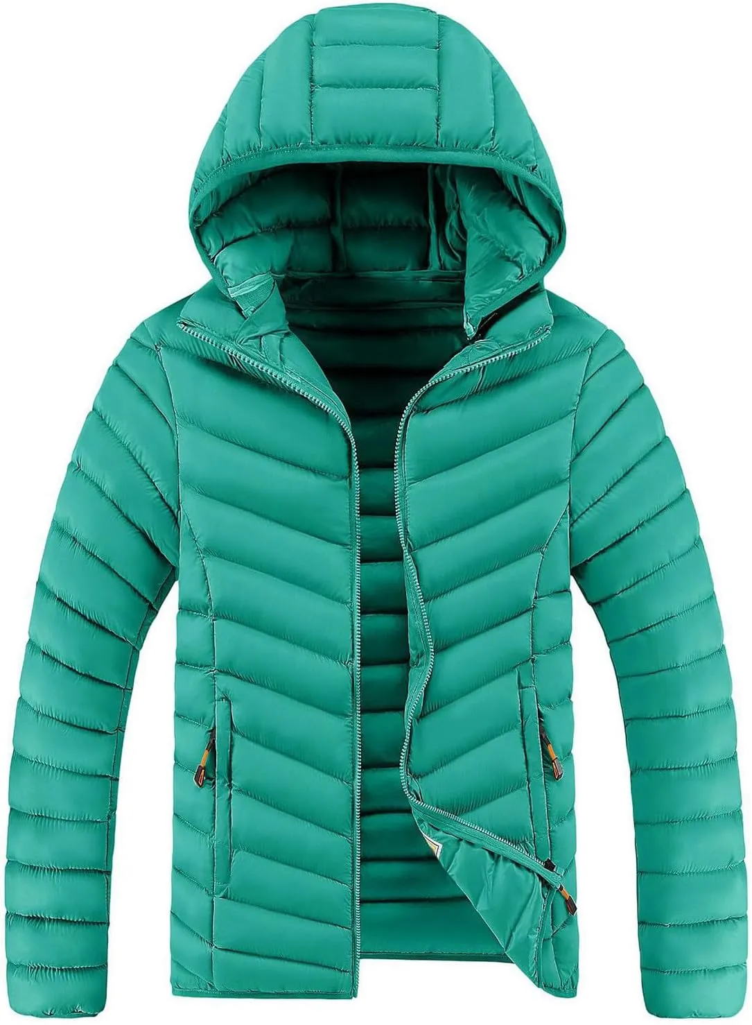Mens Quilted Puffer Jacket with Removable Hood Zip Up Padded Insulated Down Jacket Puffer Coats Winter Jackets Outerwear