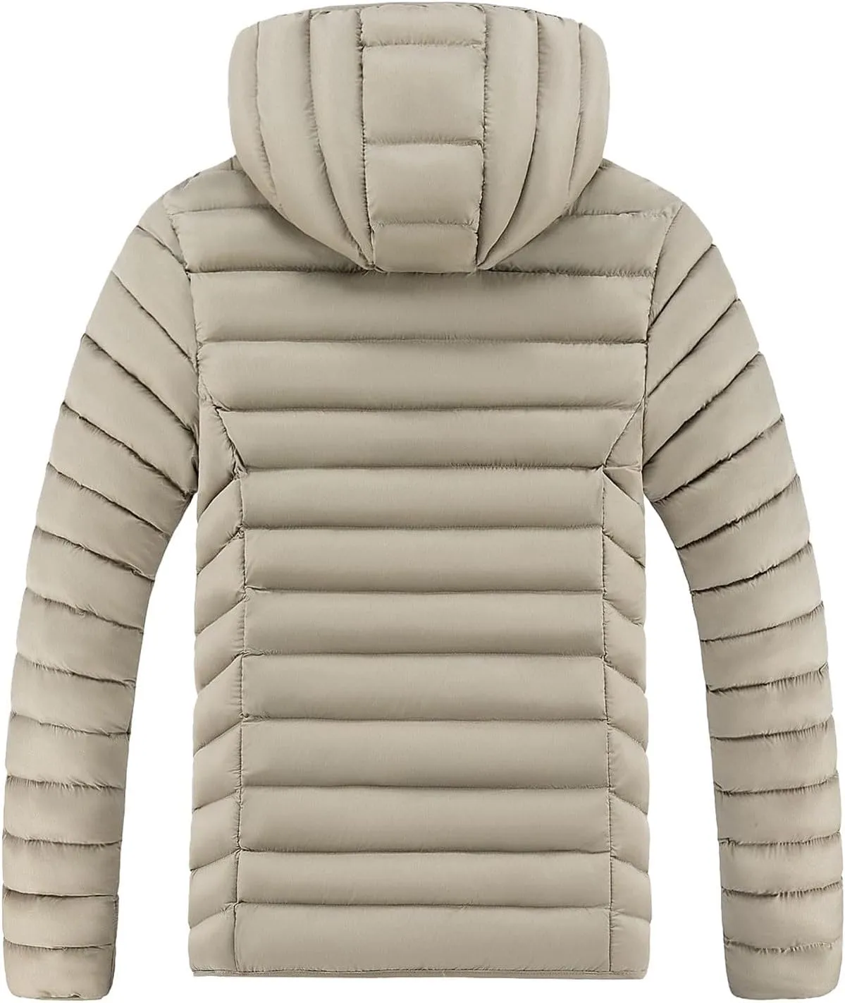 Mens Quilted Puffer Jacket with Removable Hood Zip Up Padded Insulated Down Jacket Puffer Coats Winter Jackets Outerwear