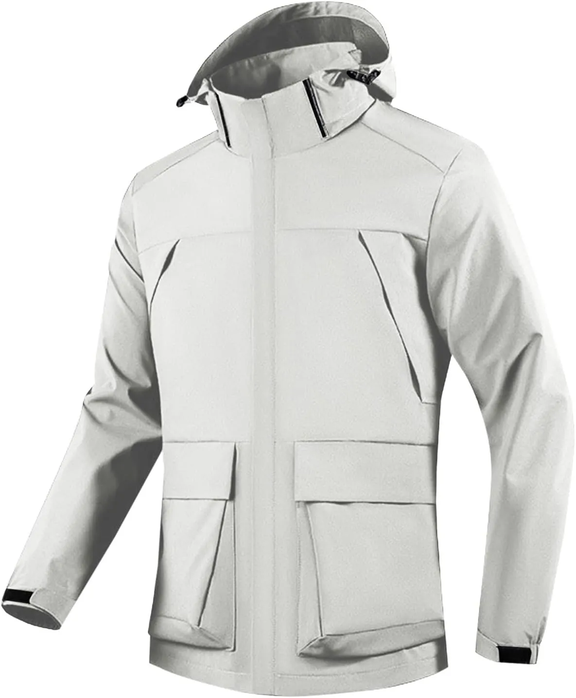 Men's Rain Jacket Lightweight Casual Spring Fall Windbreaker Zip Up Raincoat with Pocket Waterproof Hooded Jackets