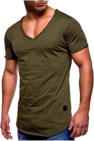 Men's Regular Fit Short Sleeve Workout Muscle T-Shirts V Neck Fashion Hipster Summer Athletic Tops