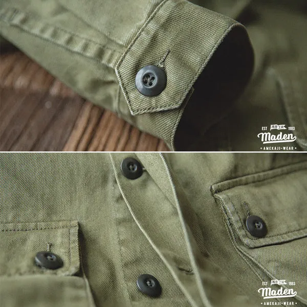 Men's Retro M65 Field Military Style Army Green Cargo Jacket