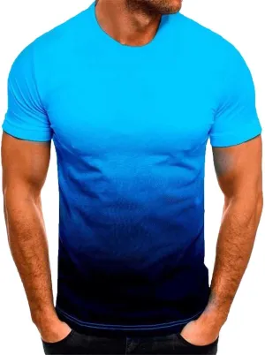Men's Shirts Crewneck Summer Short Sleeve Beach Shirt Causal Gradient Color Graphic Tee Shirts Fashion Clothes