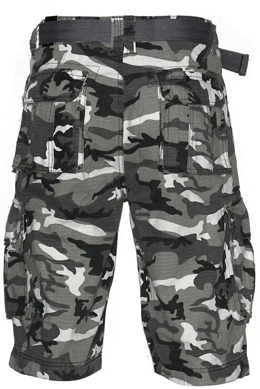 Men's Shorts Cargo Pocket Casual Lightweight Cotton Active Belted Cargo Shorts
