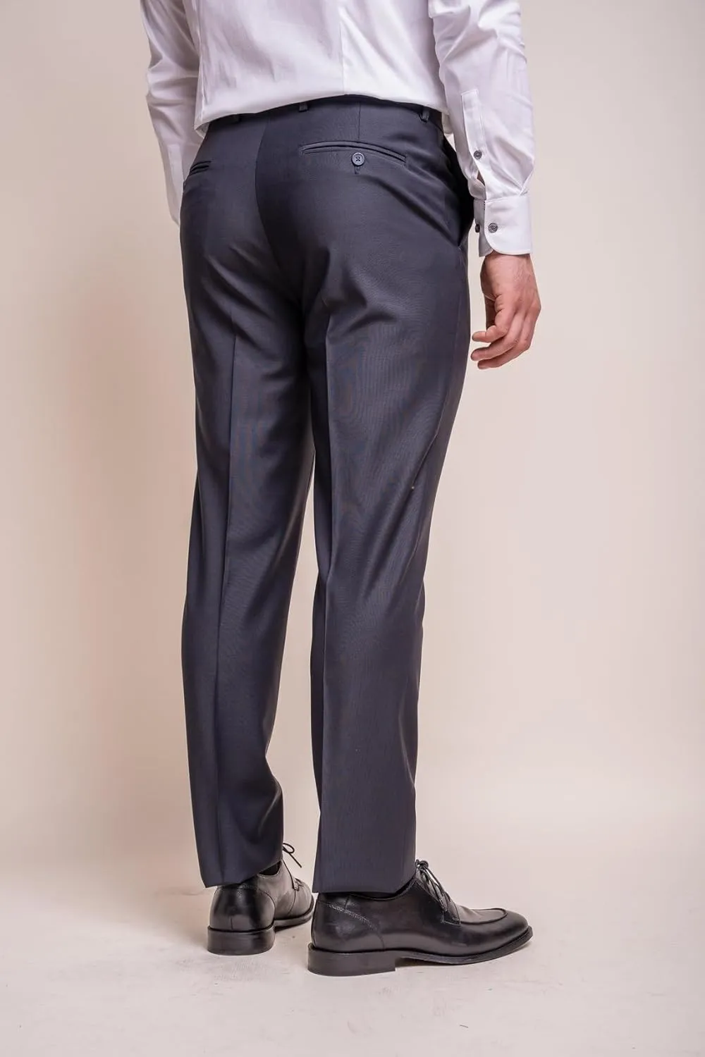 Mens Slim Fit Wool Blend Formal Midnight Blue Suit Wedding Business Tailored Premium 3 Piece Set
