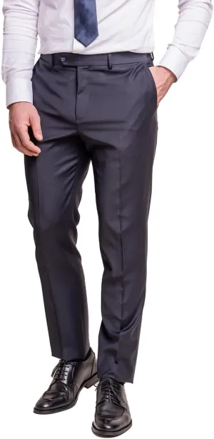 Mens Slim Fit Wool Blend Formal Midnight Blue Suit Wedding Business Tailored Premium 3 Piece Set