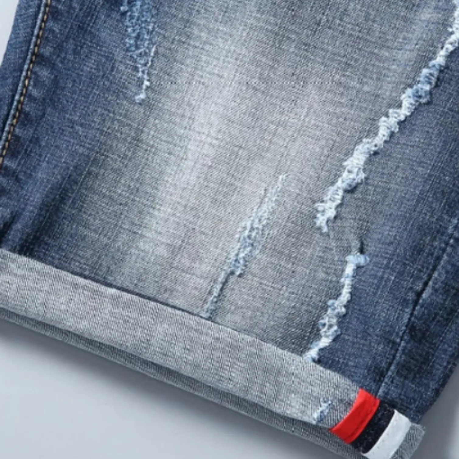 Men's Summer Elastic Ripped Denim Shorts