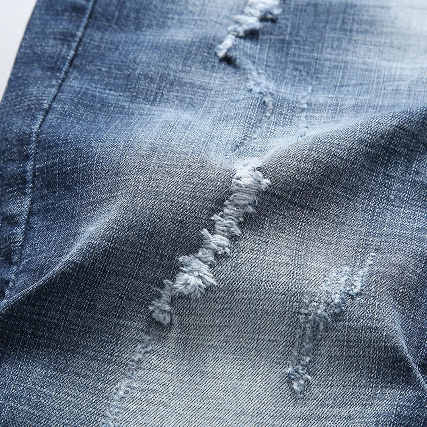 Men's Summer Elastic Ripped Denim Shorts