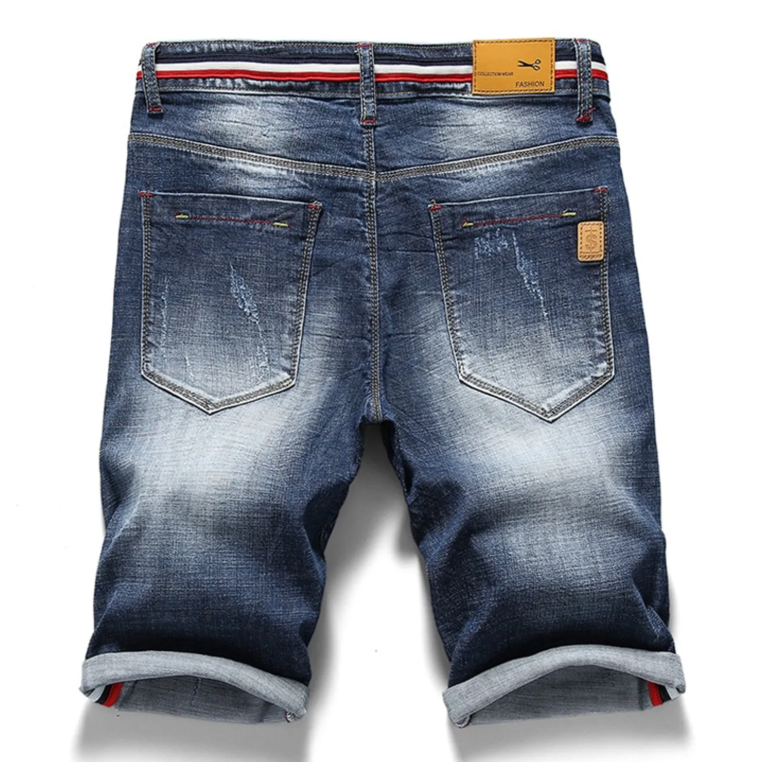 Men's Summer Elastic Ripped Denim Shorts
