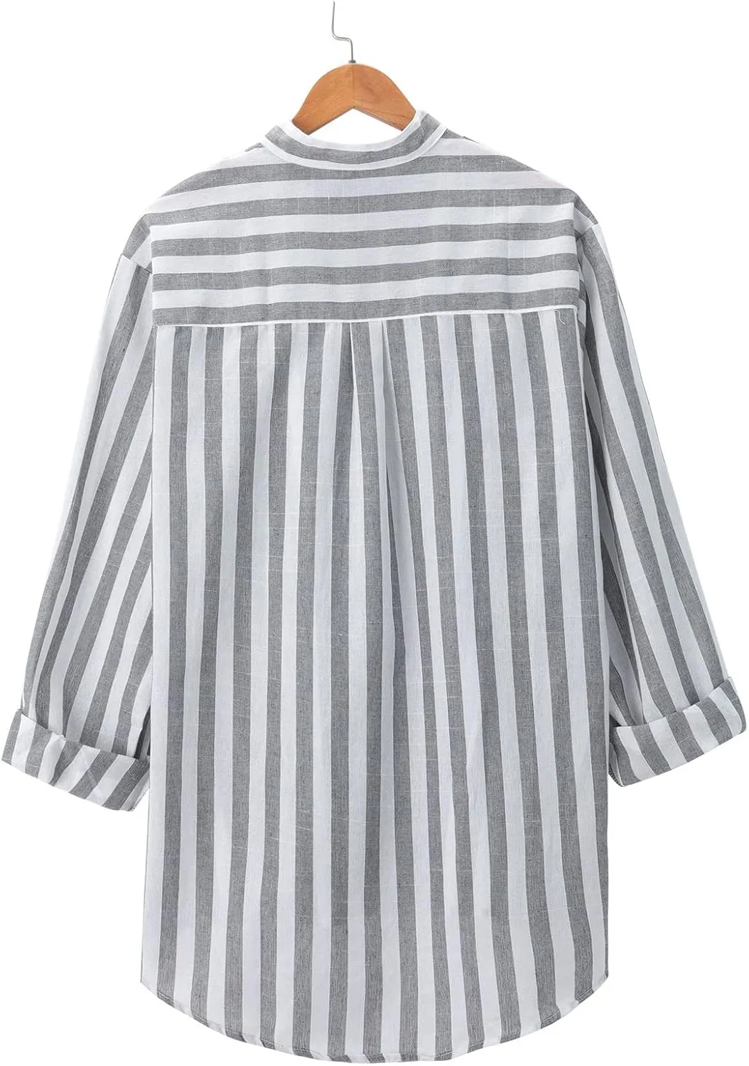 Mens Summer Linen Shirts Casual Striped Button Down Beach Shirts Regular Fit Lightweight Long Sleeve Dress Shirts with Pocket