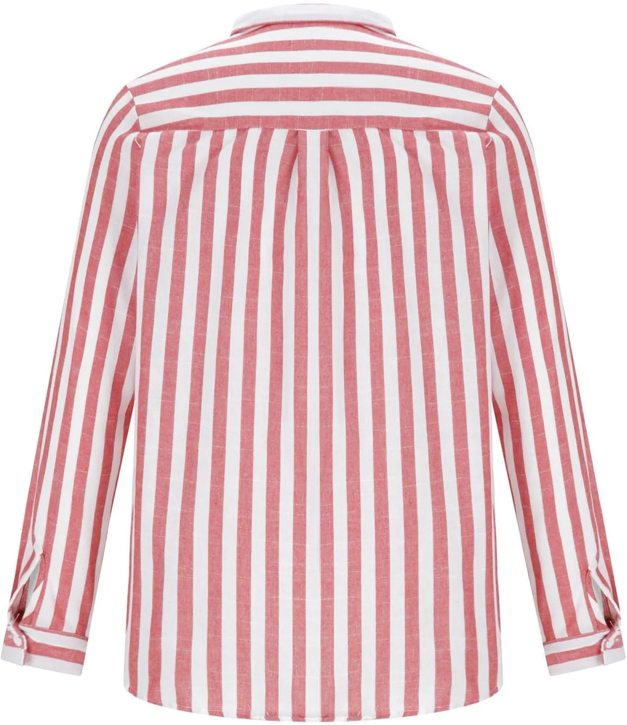 Mens T-Shirts Band Collar Striped Color Block Casual Button Shirt Tops Long Sleeve Trendy Cardigan Shirts with Pocket