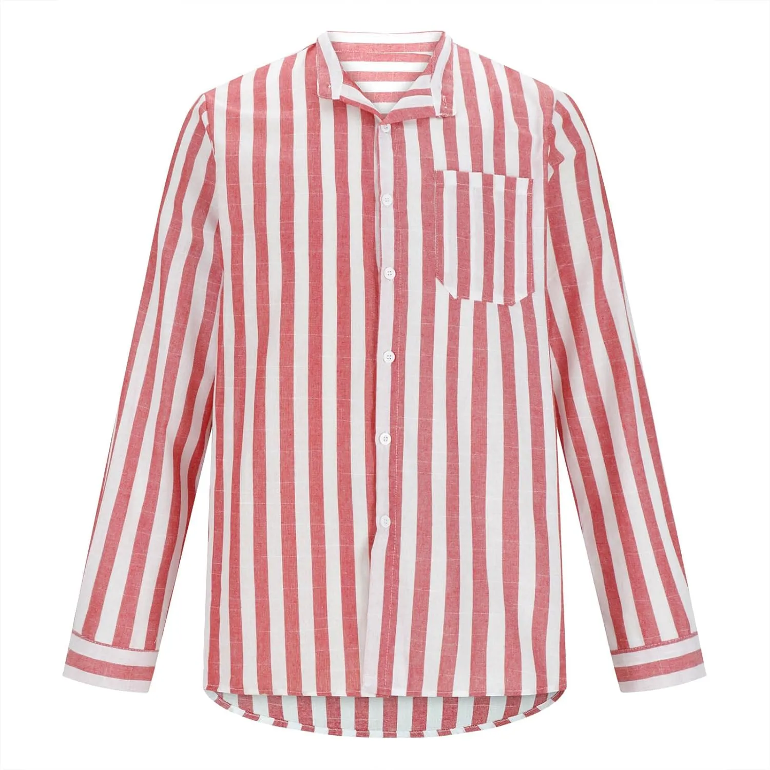 Mens T-Shirts Band Collar Striped Color Block Casual Button Shirt Tops Long Sleeve Trendy Cardigan Shirts with Pocket