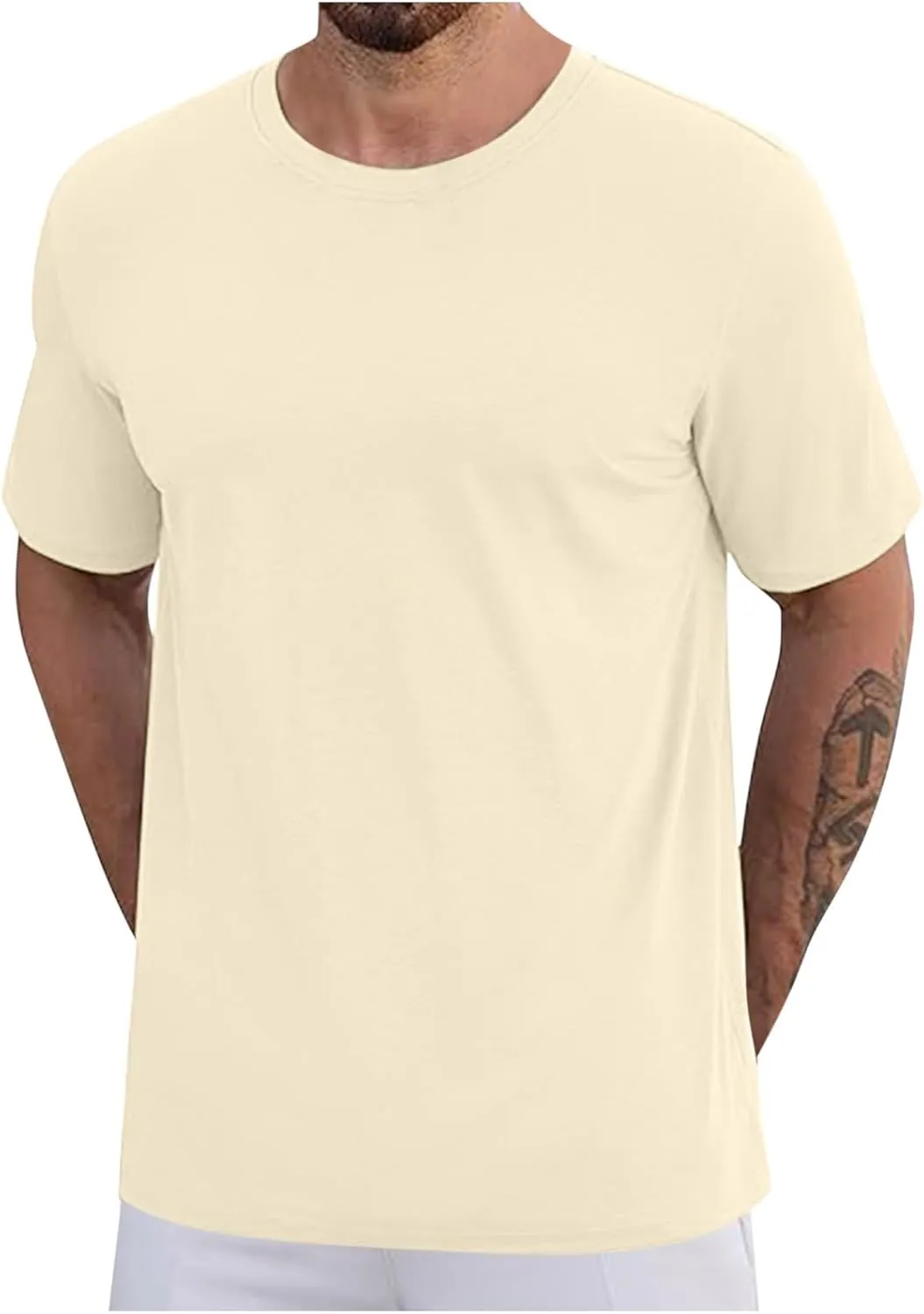 Mens T-Shirts Short Sleeve Cotton UPF 50  Lightweight Cooling Tees Tops Casual Crew Neck Basic Tee Shirts