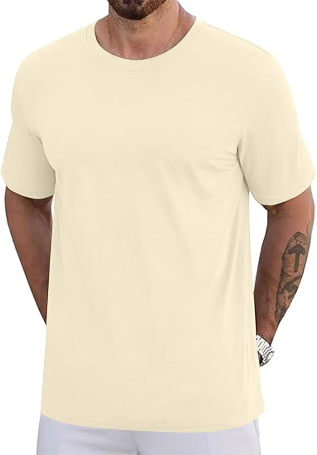 Mens T-Shirts Short Sleeve Cotton UPF 50  Lightweight Cooling Tees Tops Casual Crew Neck Basic Tee Shirts
