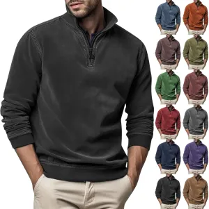Men's Thermal Fleece Quarter-Zip Pullover, Winter Outdoor Warm Sweater Lightweight Running Sweatshirt
