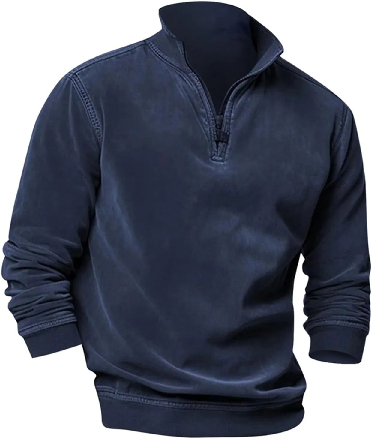 Men's Thermal Fleece Quarter-Zip Pullover, Winter Outdoor Warm Sweater Lightweight Running Sweatshirt