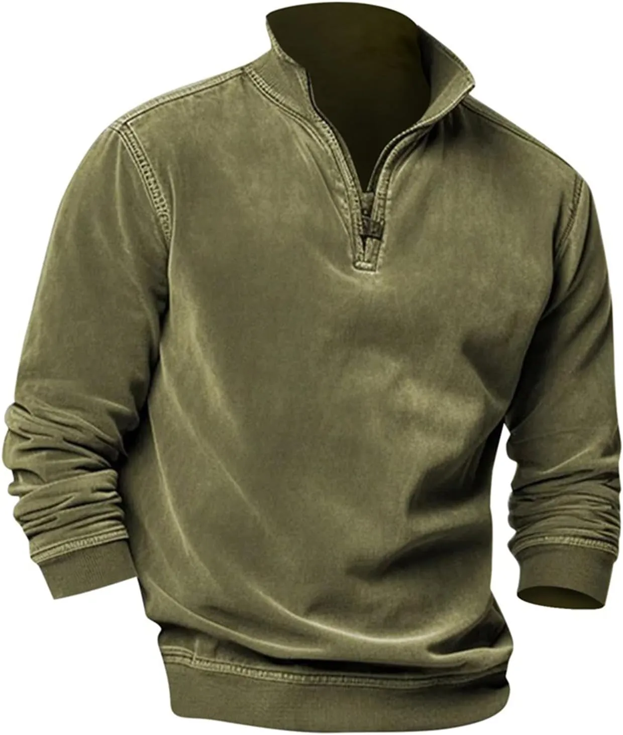 Men's Thermal Fleece Quarter-Zip Pullover, Winter Outdoor Warm Sweater Lightweight Running Sweatshirt