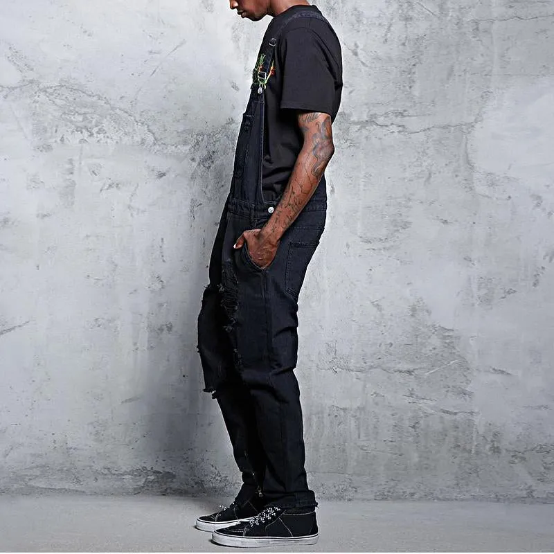 Men's Vintage Fashion Ripped Denim Overalls 53148759Y