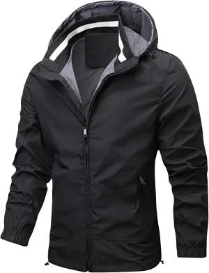 Mens Waterproof Rain Jacket With Hood Softshell Hiking Windbreaker Zip Up Rain Coats Pockets Outdoor Fishing Outwear