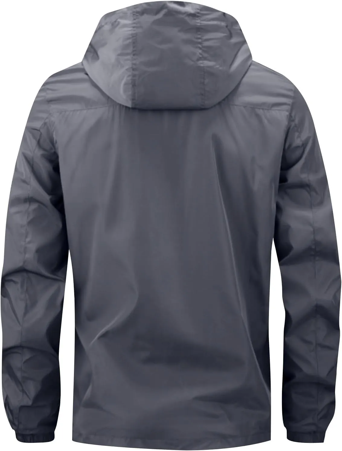 Mens Waterproof Rain Jacket With Hood Softshell Hiking Windbreaker Zip Up Rain Coats Pockets Outdoor Fishing Outwear