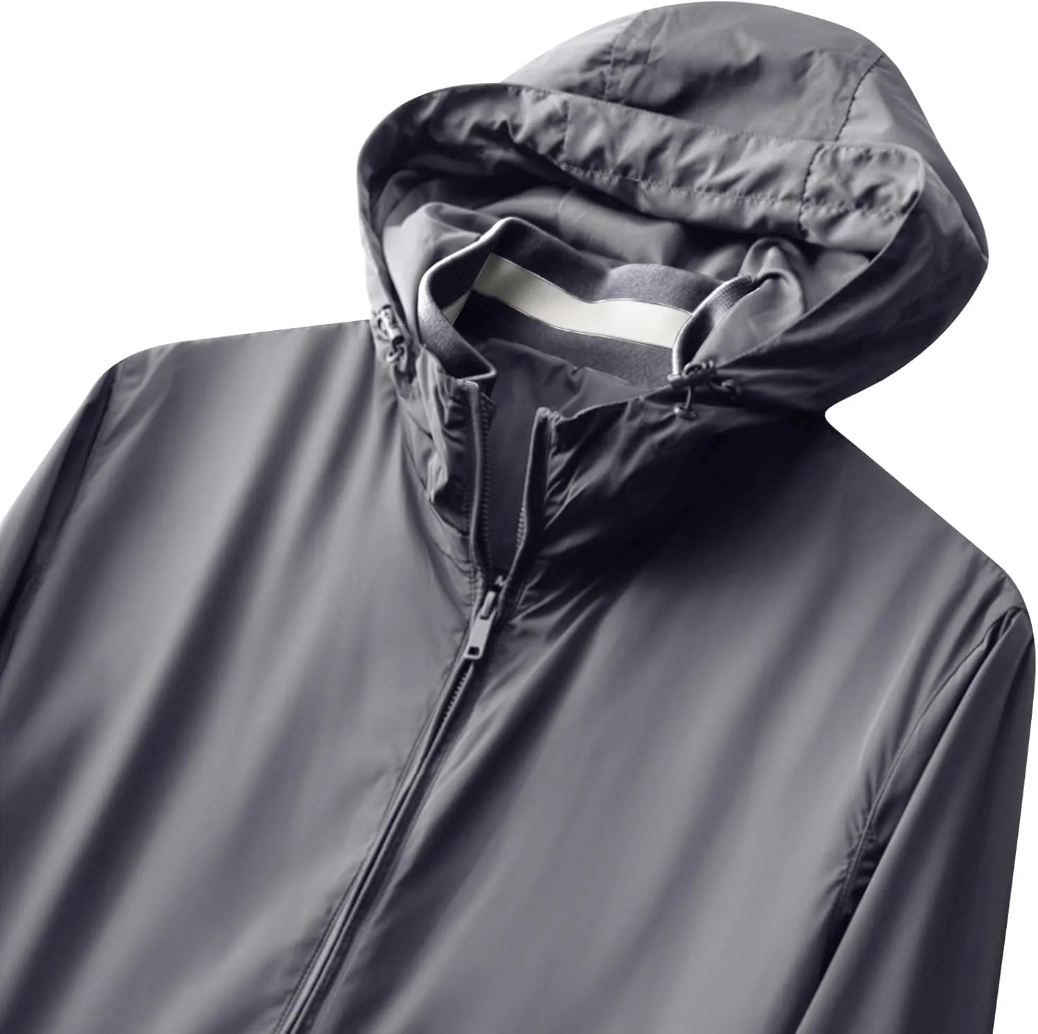 Mens Waterproof Rain Jacket With Hood Softshell Hiking Windbreaker Zip Up Rain Coats Pockets Outdoor Fishing Outwear
