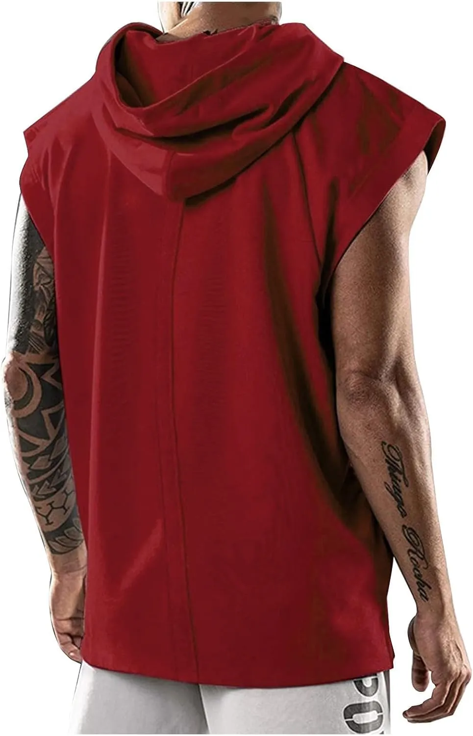 Men's Workout Hooded Tank Tops Bodybuilding Muscle Cut Off T Shirt Sleeveless Gym Hoodies Loose Pullover Sweatshirt