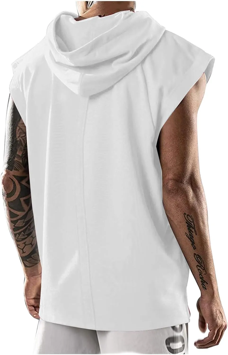Men's Workout Hooded Tank Tops Bodybuilding Muscle Cut Off T Shirt Sleeveless Gym Hoodies Loose Pullover Sweatshirt