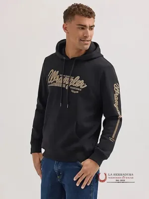 Men’s Wrangler Logo Arm Hit Pullover Hoodie Jet Black