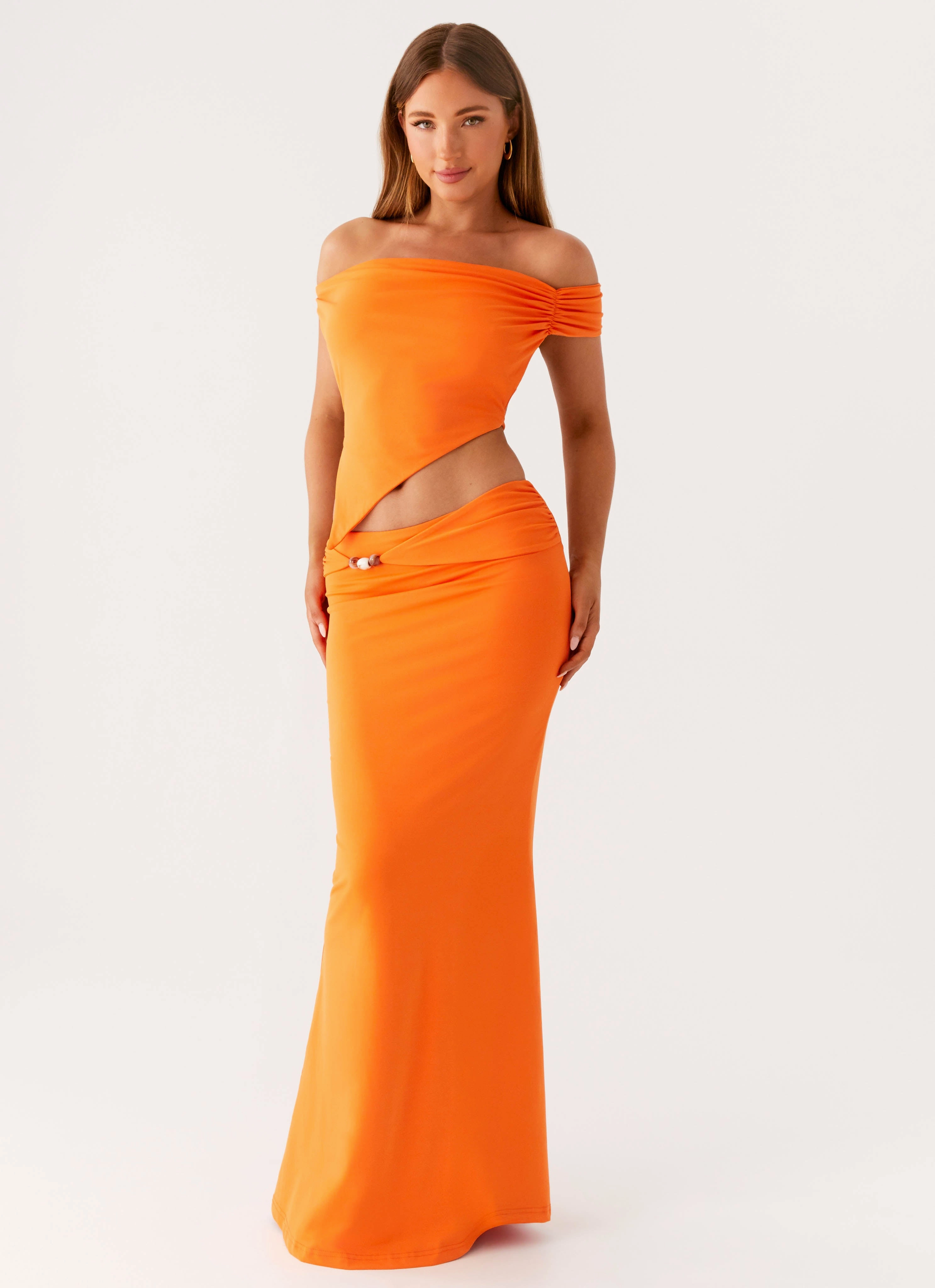 Sport Flex Stretchable Wear Mention Maxi Skirt - Orange
