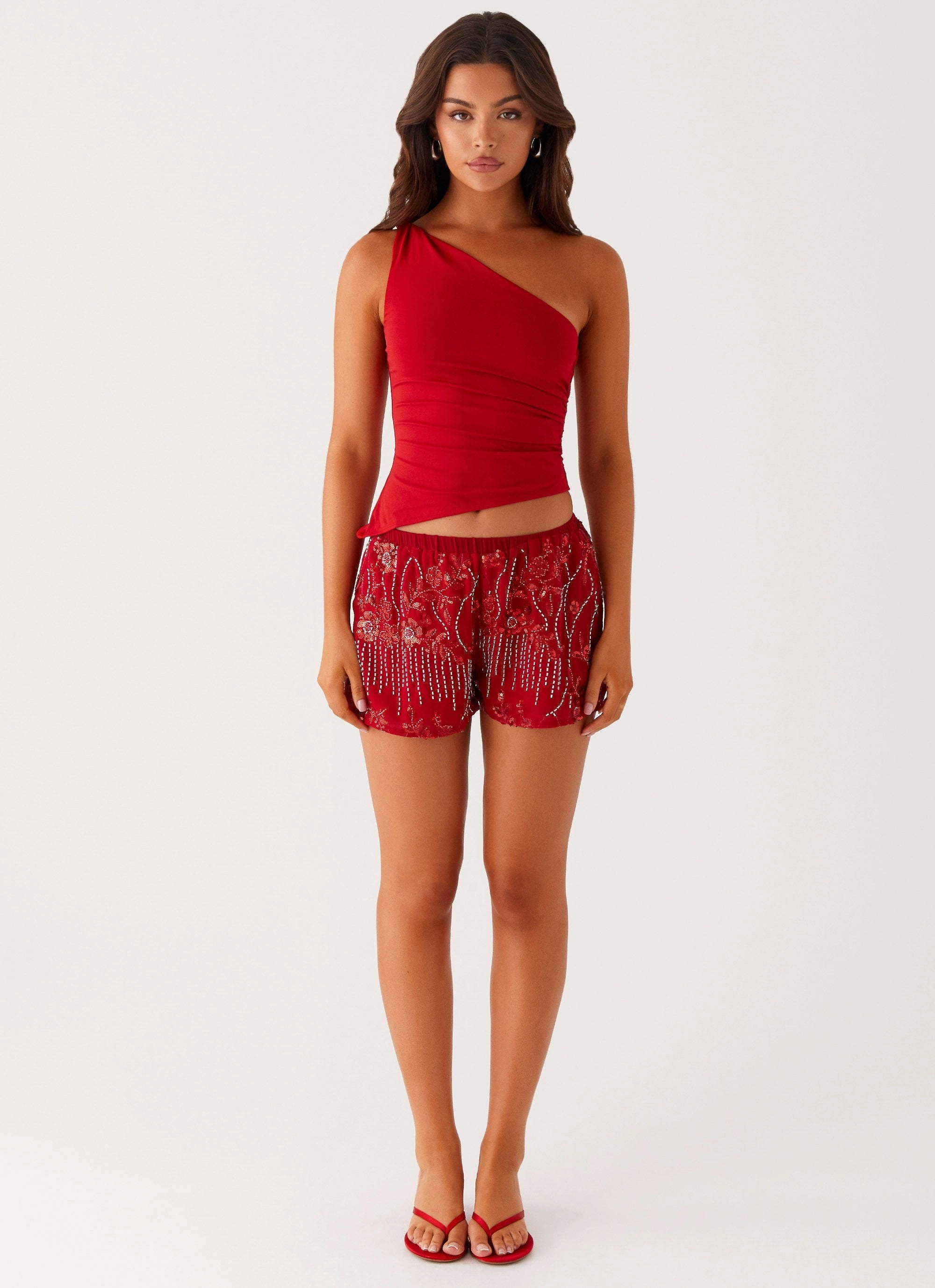 Soft Structure Mercer Sequin Mini Shorts - Red