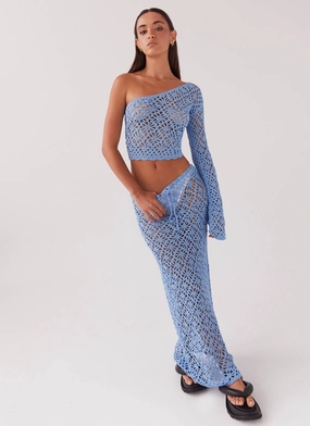 Merliah Crochet Maxi Skirt - Blue Detachable Detail