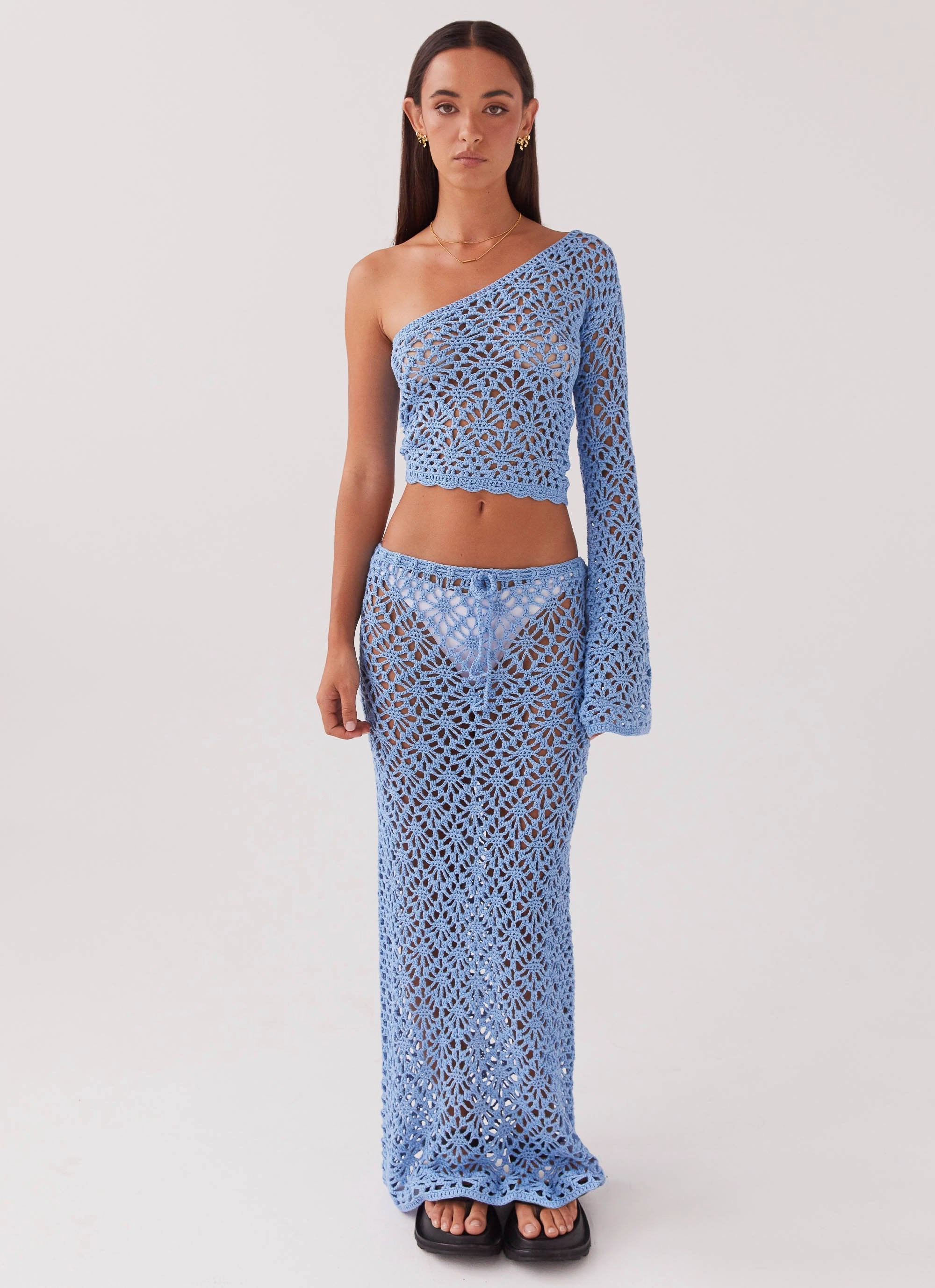 Merliah Crochet Maxi Skirt - Blue Editorial Look
