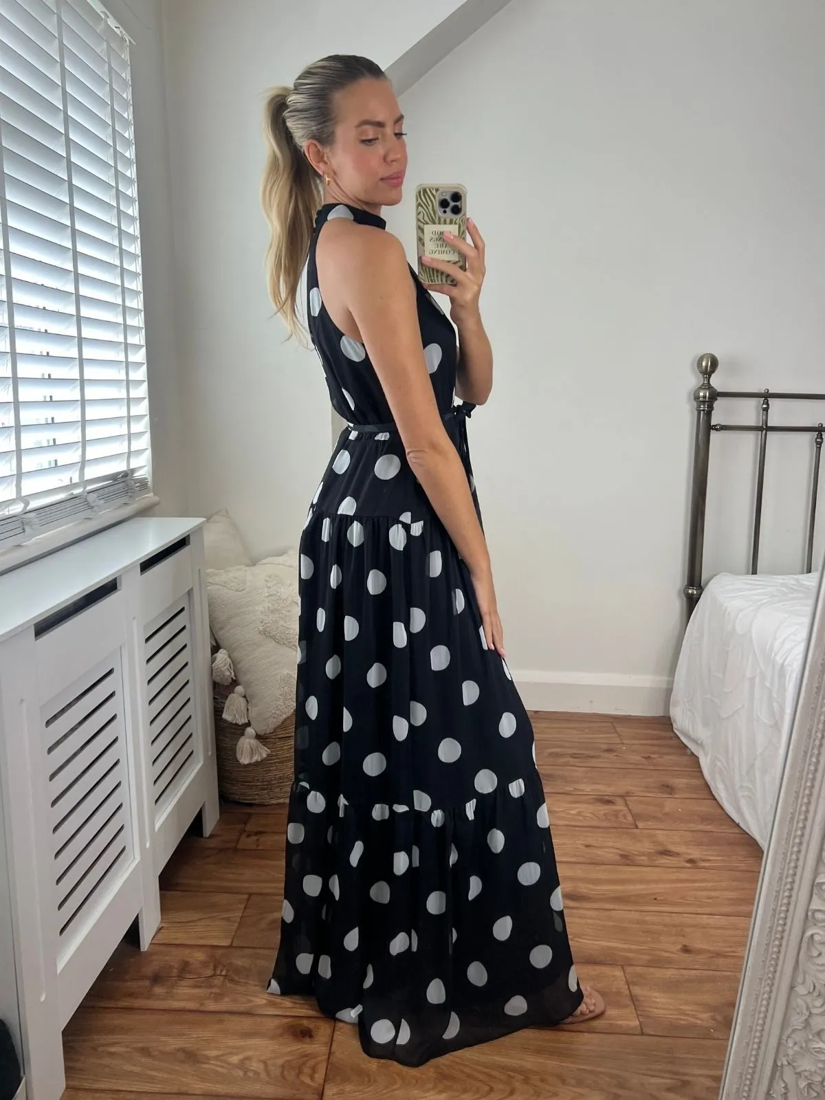 Willow High Neck Maxi Dress / Mono Print Event Perfect Casual Pick