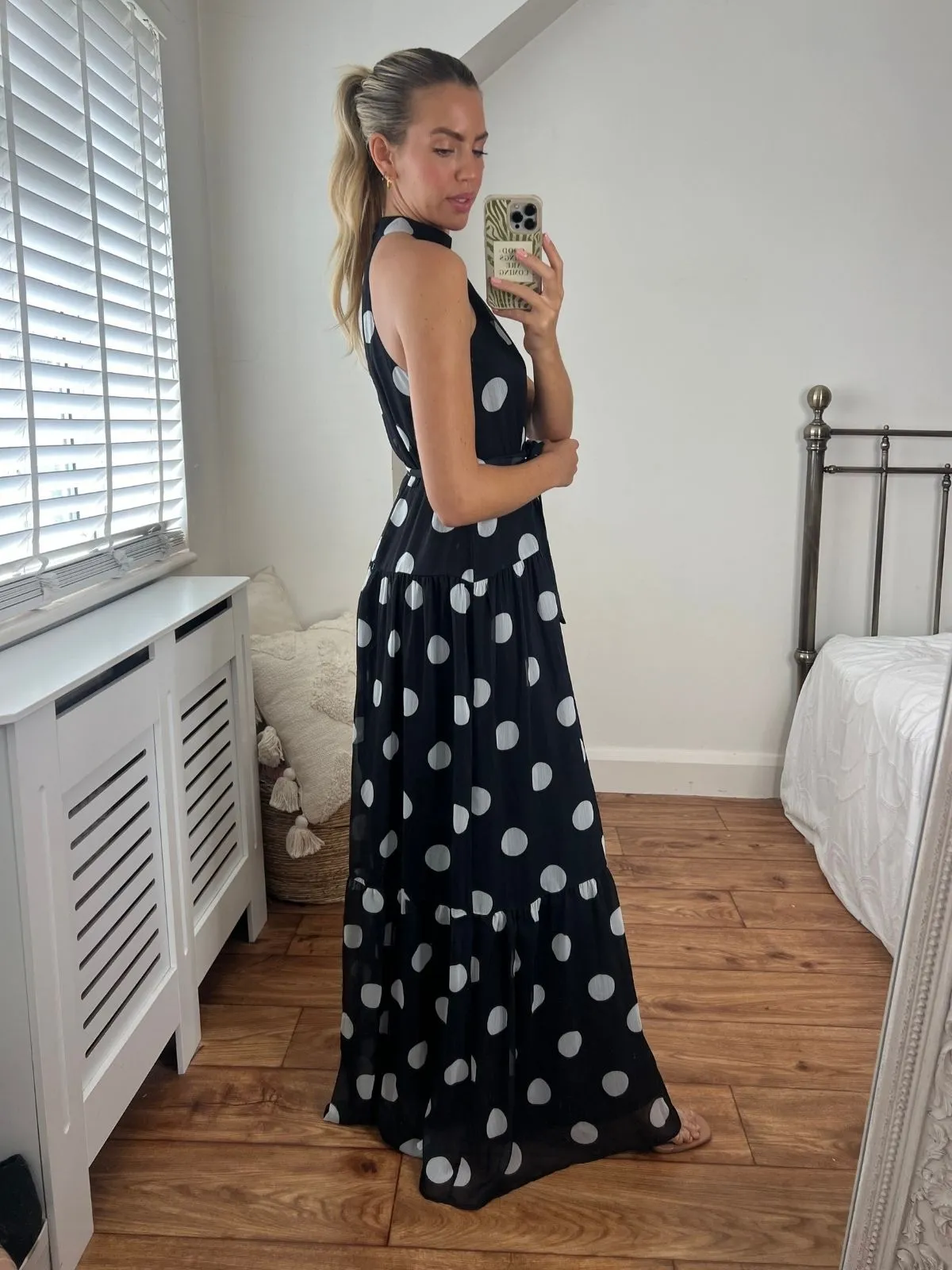 Warranty-Included Willow High Neck Maxi Dress / Mono Print