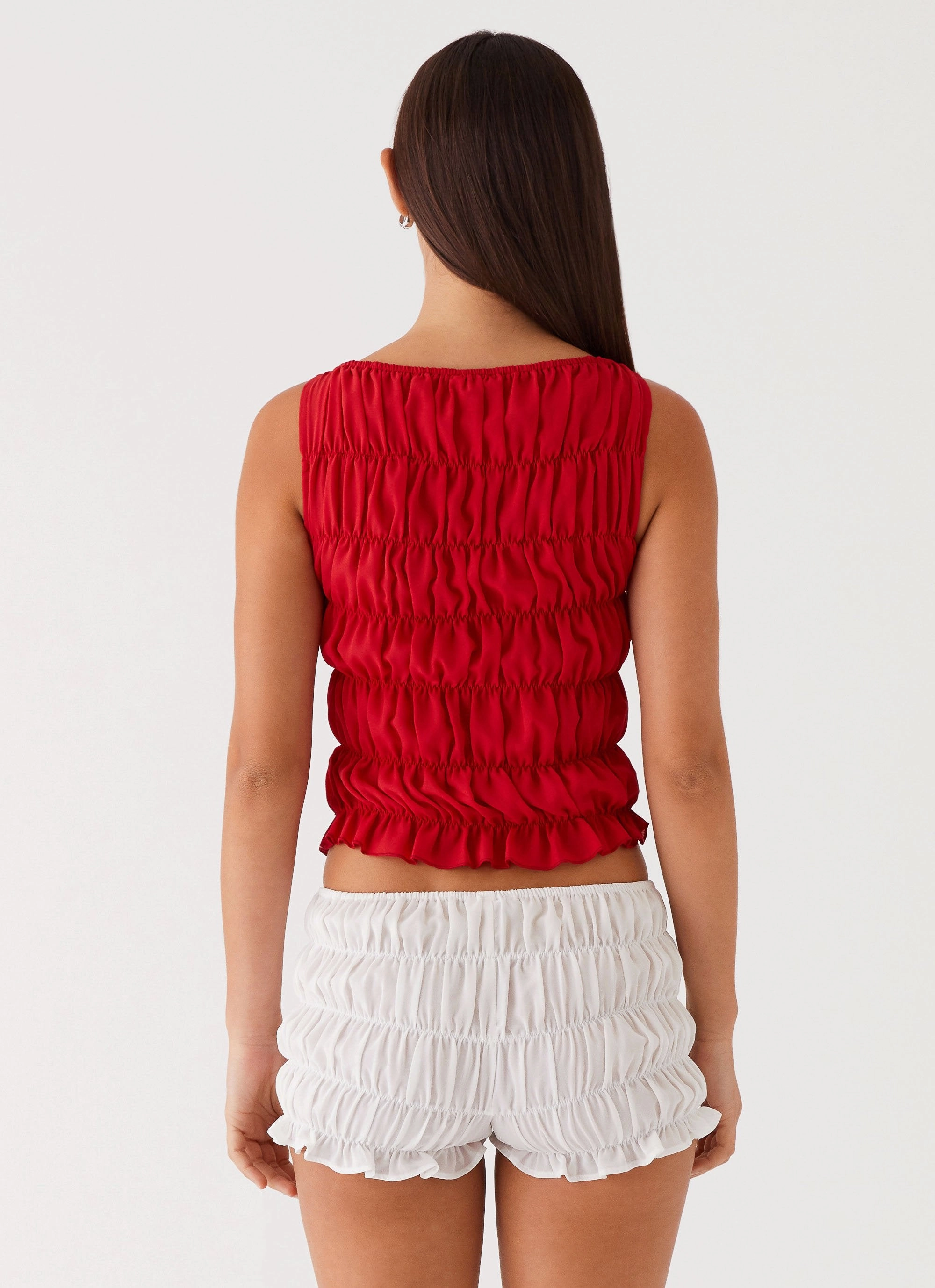 ButterSoftTexture Messina Ruched Tank Top - Red