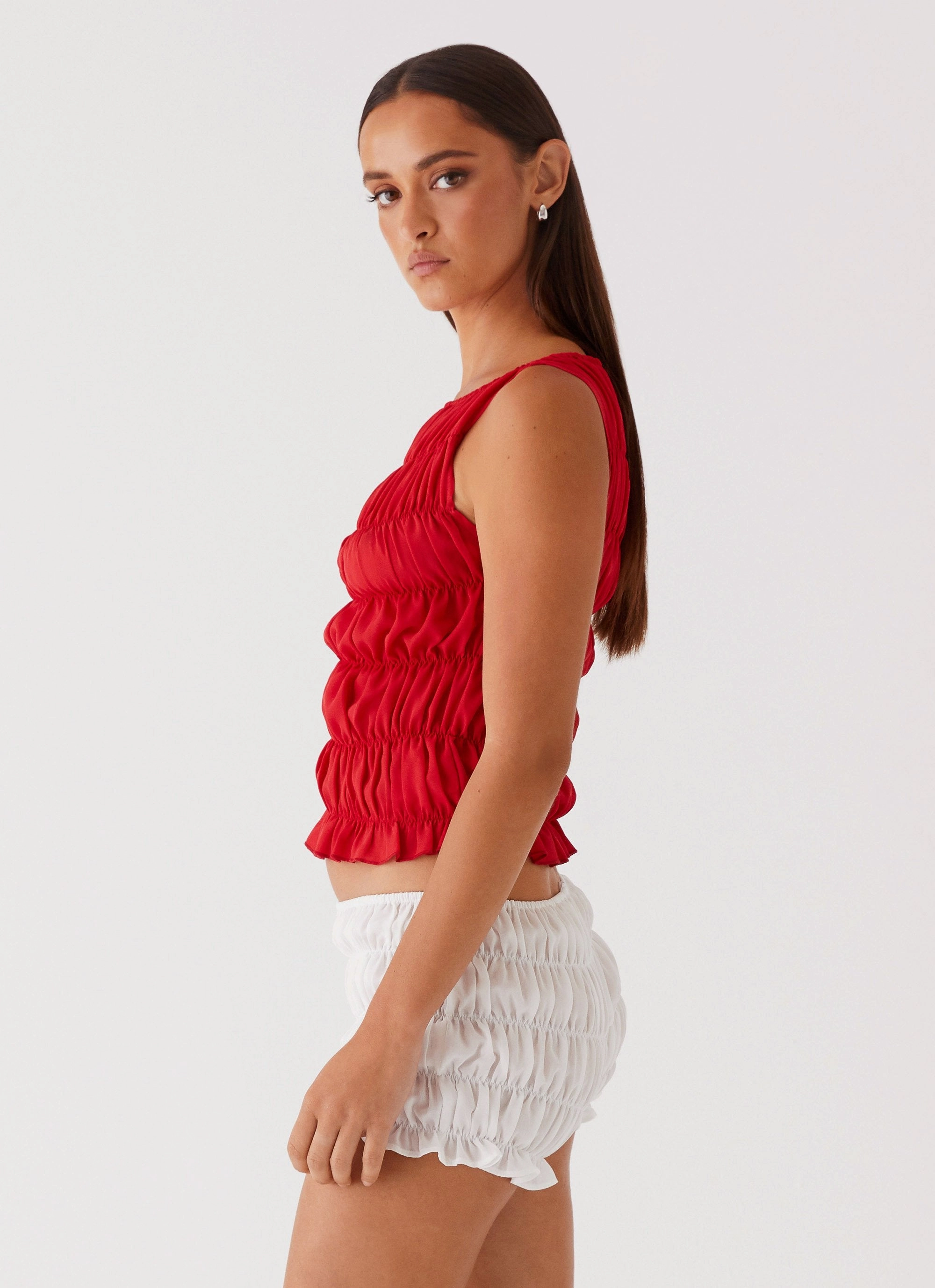 Bluesign Approved Material Messina Ruched Tank Top - Red
