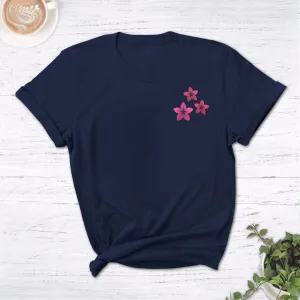Metallic Pink Tropical Flowers Ladies T Shirt
