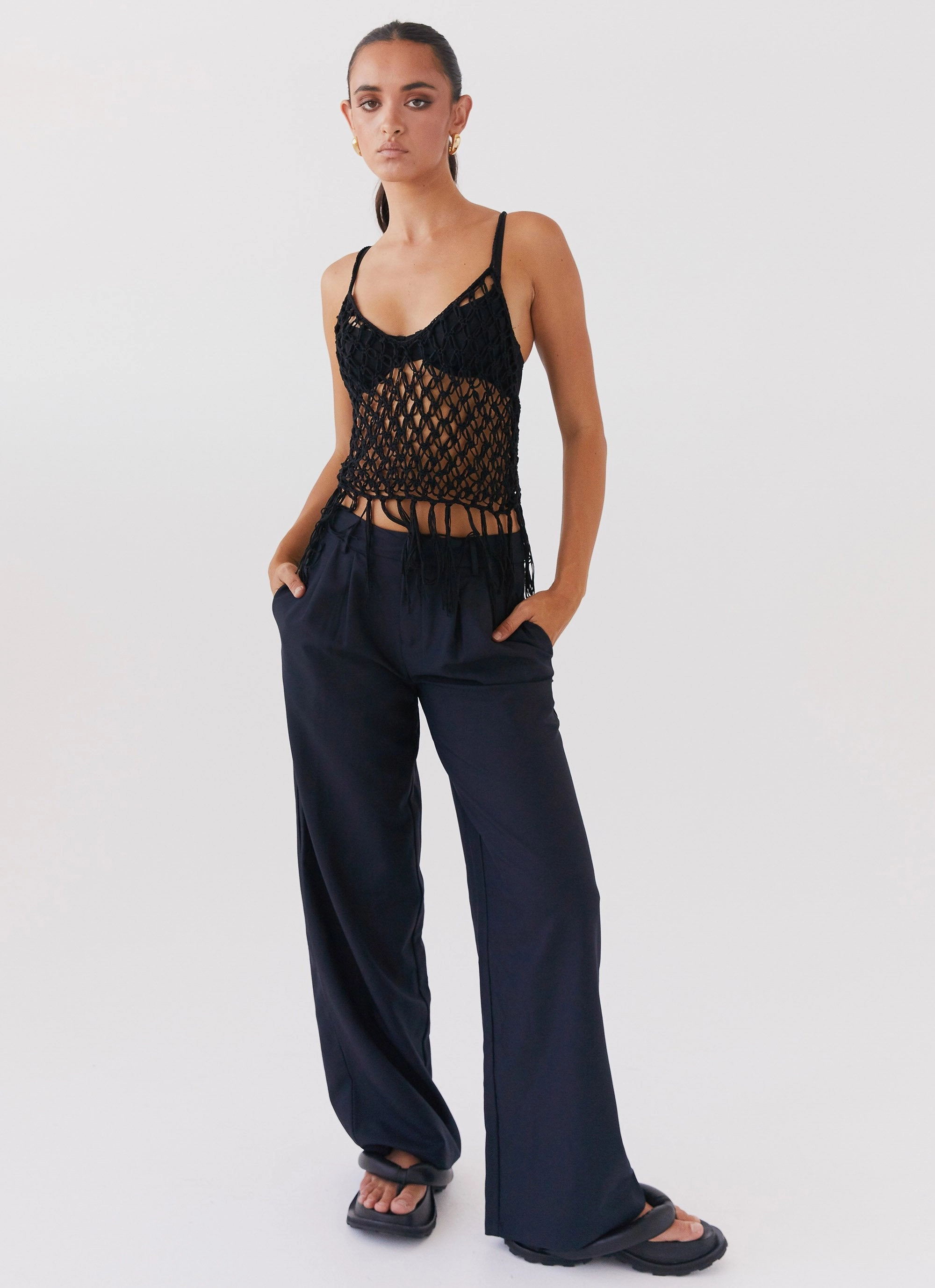 Modular Design Hiking Trail Outfit Metro Wilds Net Top - Black