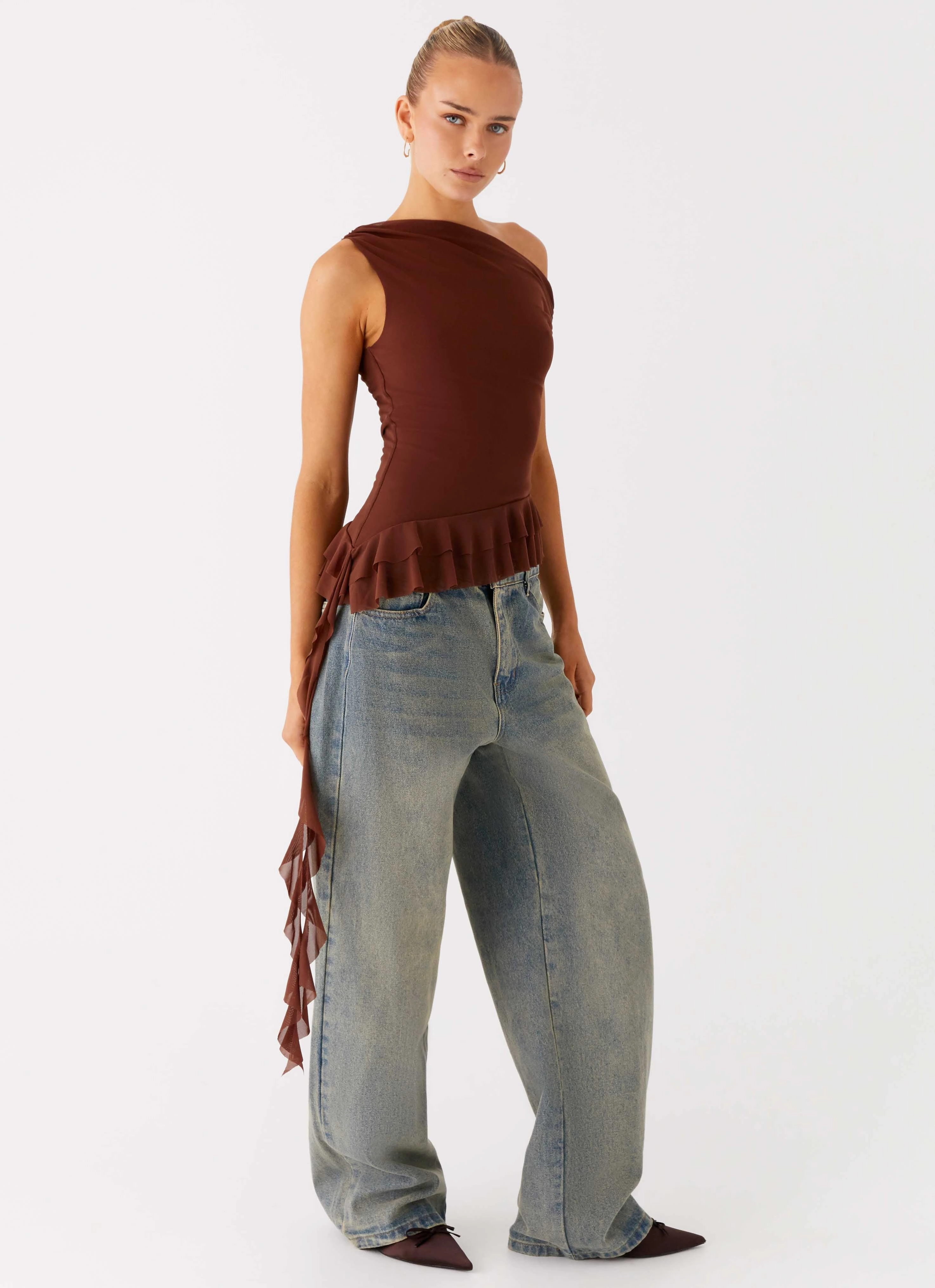 RibbedTrim Casual dress Mica Top - Chocolate