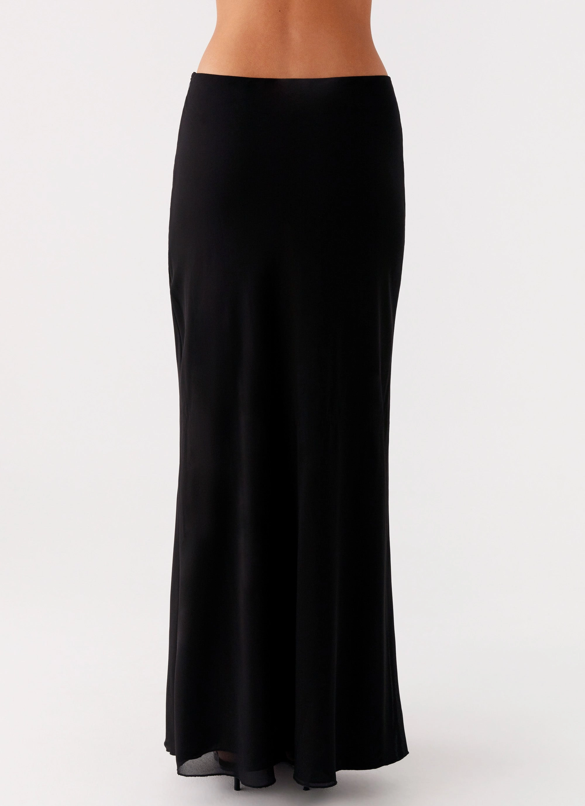 Michaella Chiffon Maxi Skirt - Black Slim Profile Quick drying material