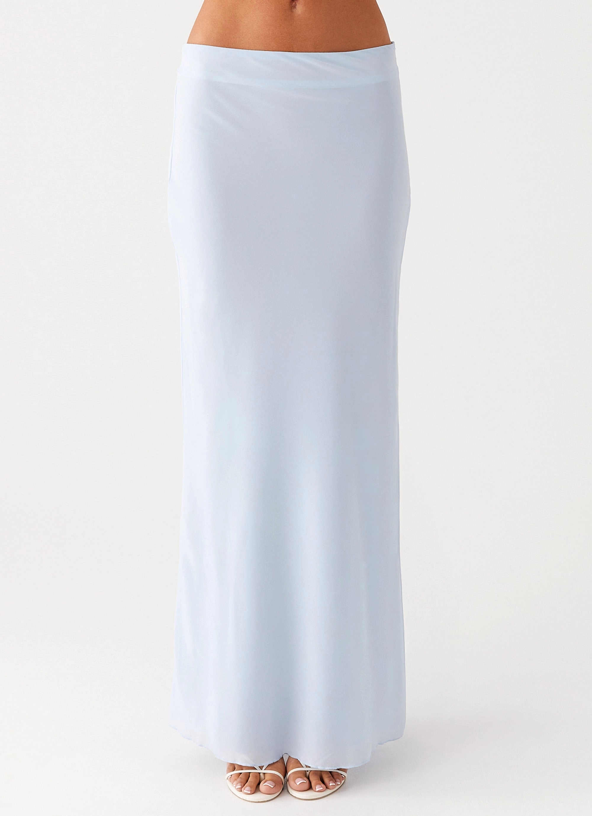 Quick Fit Design Neutral Style Michaella Chiffon Maxi Skirt - Blue