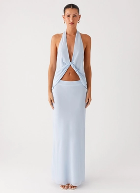 Comfortable Layering Michaella Chiffon Maxi Skirt - Blue