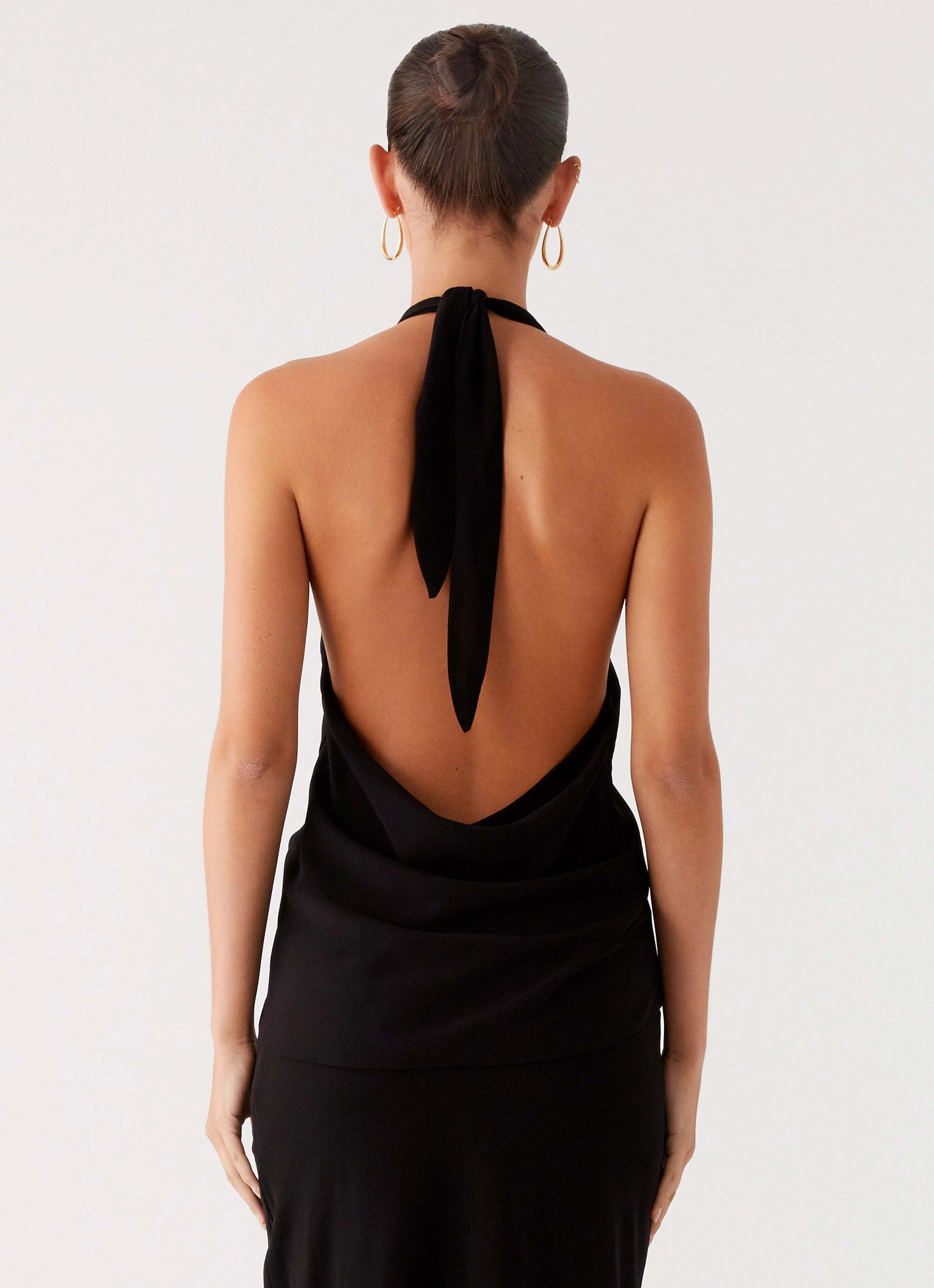 Ergonomic Drape Weatherproof Construction Michaella Chiffon Twist Top - Black