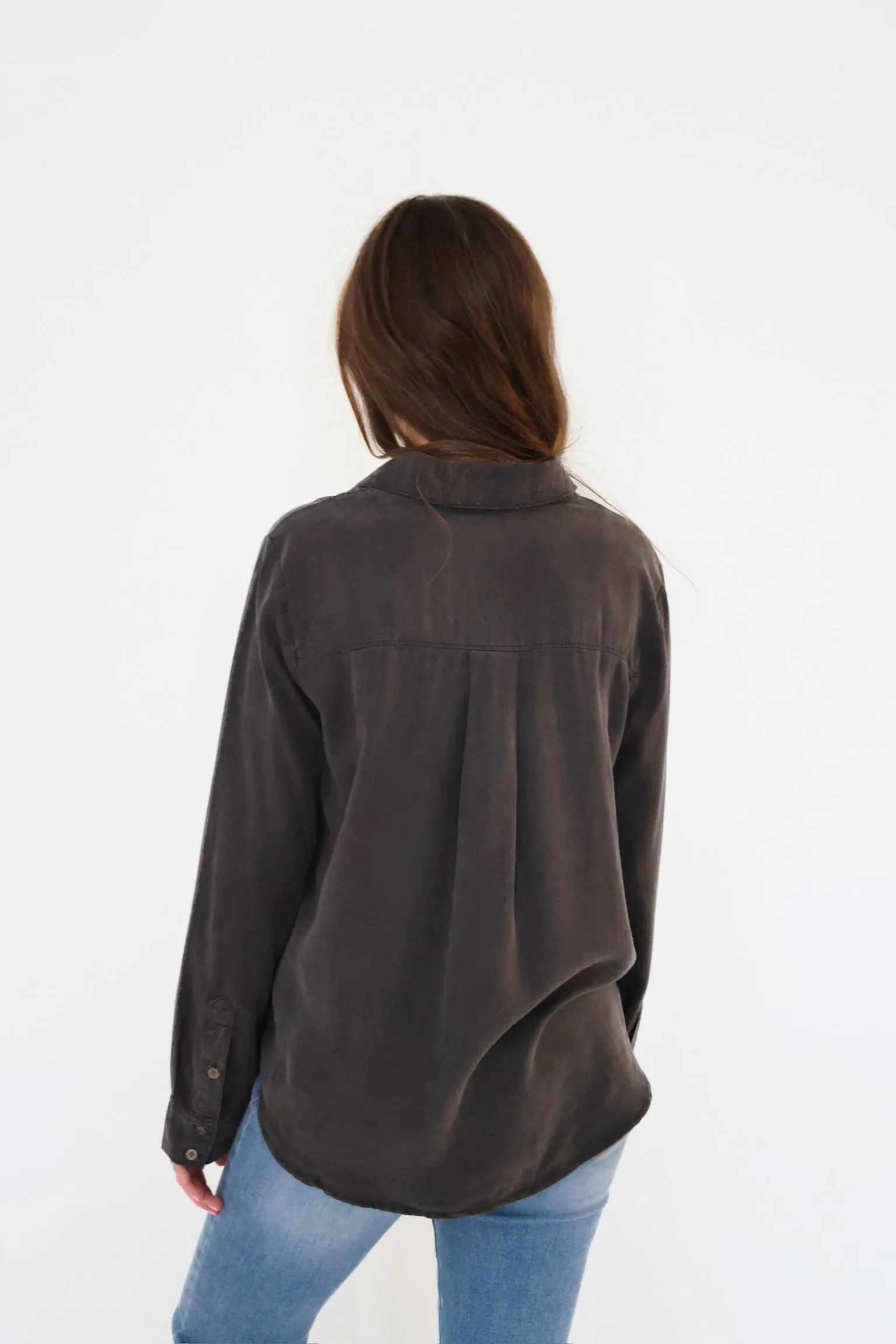 Moisture Control Lining Fray Resistant Edges Elise Tencel Top- Charcoal