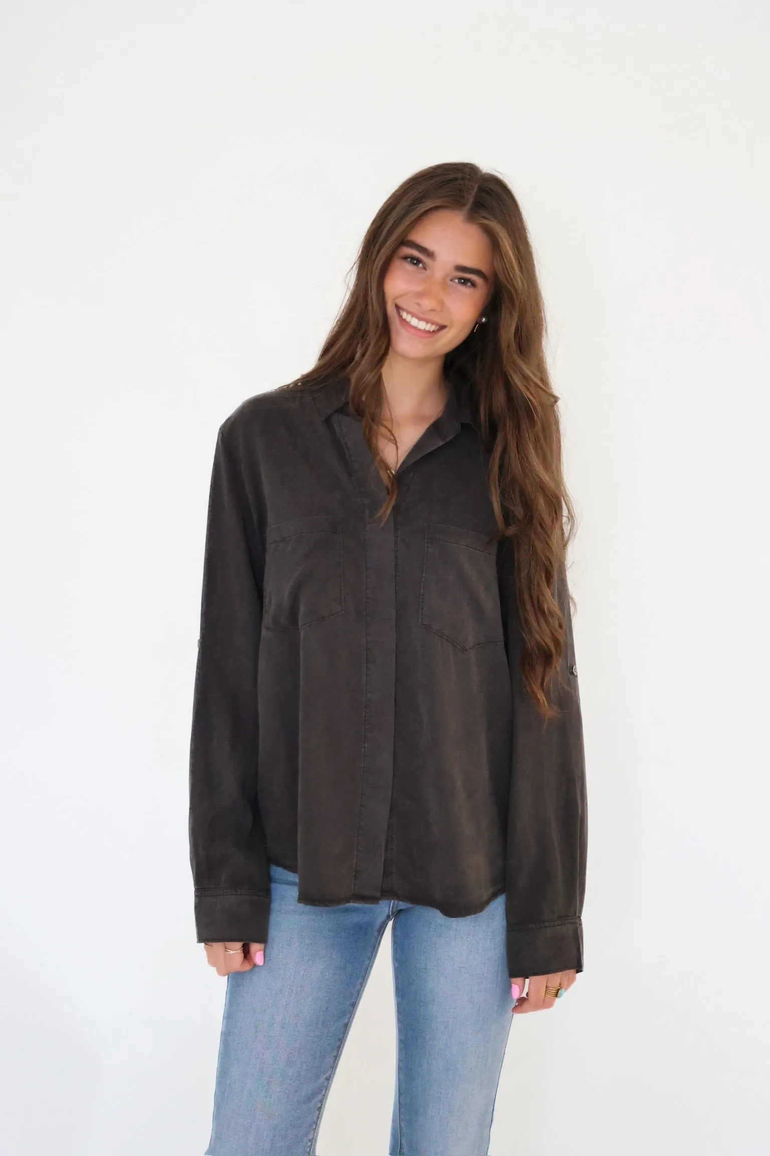 ReflectiveTrims LayeringFriendly Weight Elise Tencel Top- Charcoal