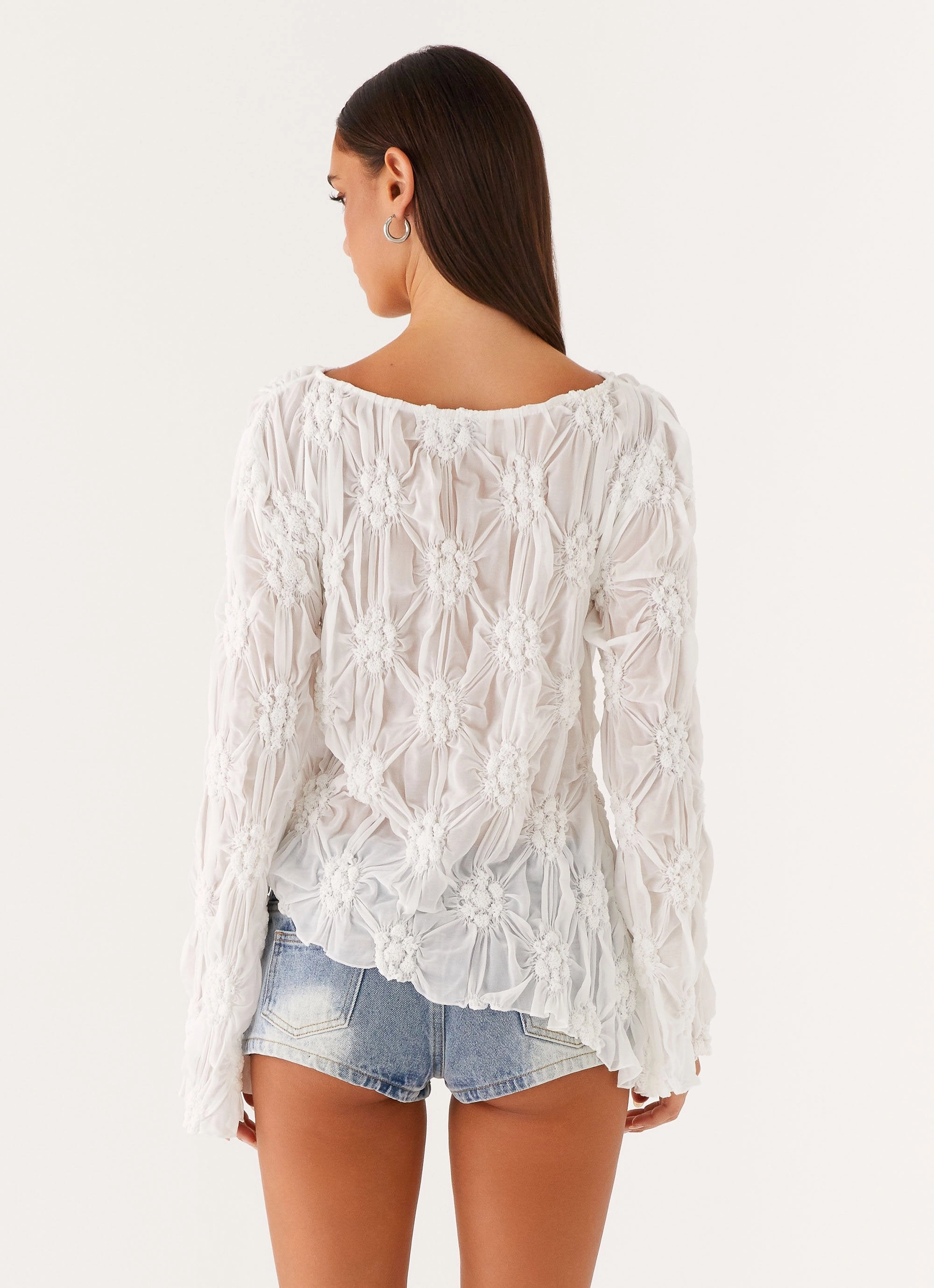 All Day Comfort Hidden Pocket Mia Long Sleeve Top - Ivory